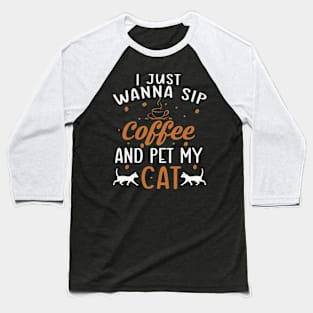 cool cats and coffee lovers design with funny quote Baseball T-Shirt